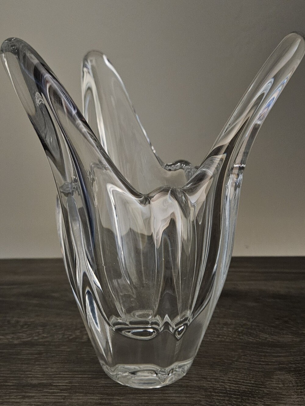 Vintage Lead Crystal Splash Vase Clear Art 7-Inch